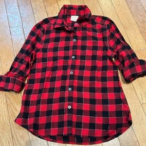 Black and red plaid button down girls size 6